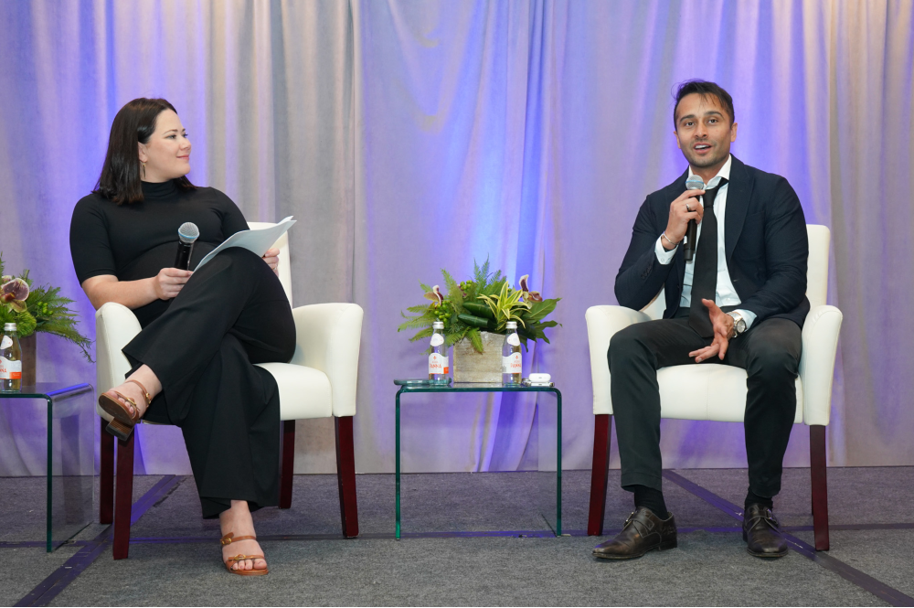 Gabrielle Fonrouge and Cart.com CEO Omair Tariq at CartCon 2026 in Boca Raton, Fla.