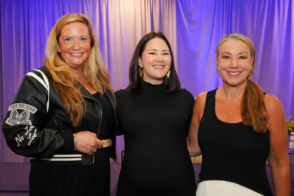True Religion CMO Kristen D'Arcy, Gabrielle Fonrouge and Fanatics Advertising Chief Revenue Officer Jeremi Gorman at CartCon 2026 in Boca Raton, Fla.